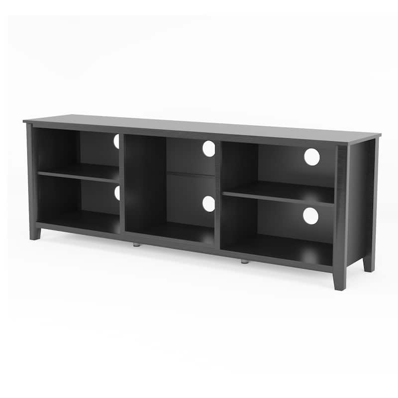 Black TV Stand Storage Entertainment Center with Open Shelves